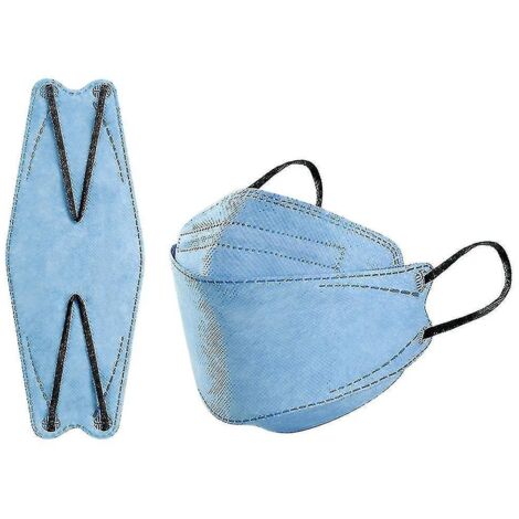 Lot de 50 masques KN95 pour adultes, style poisson, Morandi, FFP2, 4 couches, bleu clair.