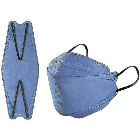 Lot de 50 masques KN95 pour adultes, style poisson, Morandi, FFP2, 4 couches, bleu marine.