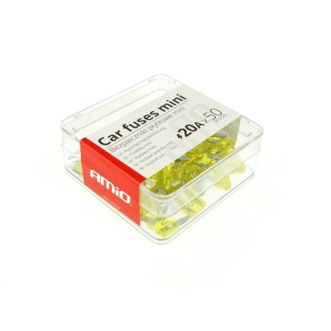 Lot de 50 mini fusibles à lames pour voiture, 20 A, amio-02221