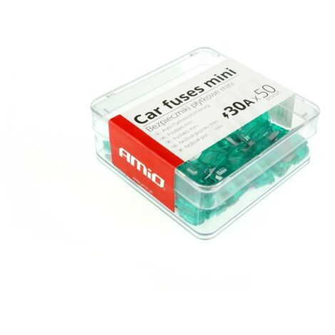 Lot de 50 mini fusibles à lames pour voiture, 30 A, amio-02223