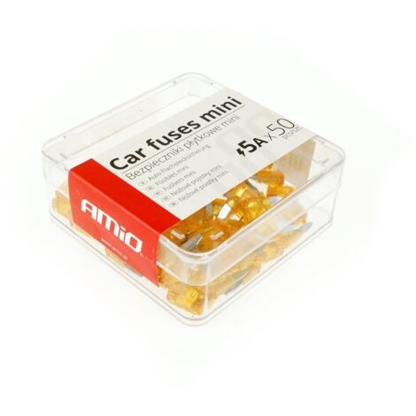 Lot de 50 mini fusibles à lames pour voiture, 5A, amio-02217
