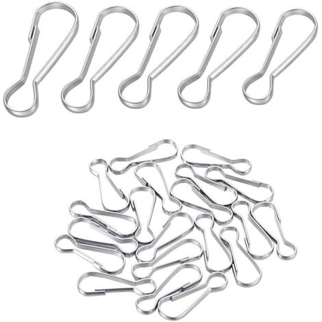 Lot de 50 mousquetons en métal pour cordon, porte-clés, drapeau, chaussettes, corde à linge (25 mm)
