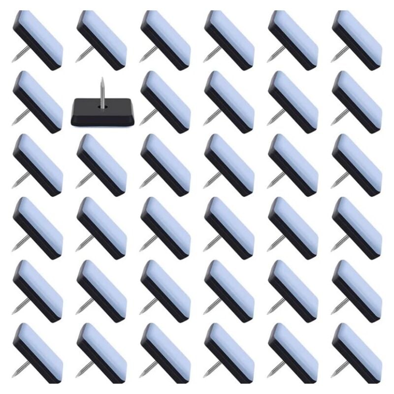 Lot de 50 Patins de Meubles 25x25mm Patins Coulissants en Téflon Planeurs de Meubles avec Clous Patins de Chaise à Clouer