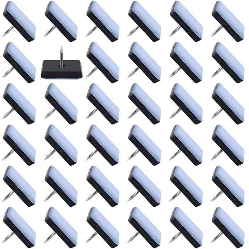 Lot de 50 Patins de Meubles 25x25mm Patins Coulissants en Téflon Planeurs de Meubles avec Clous Patins de Chaise à Clouer