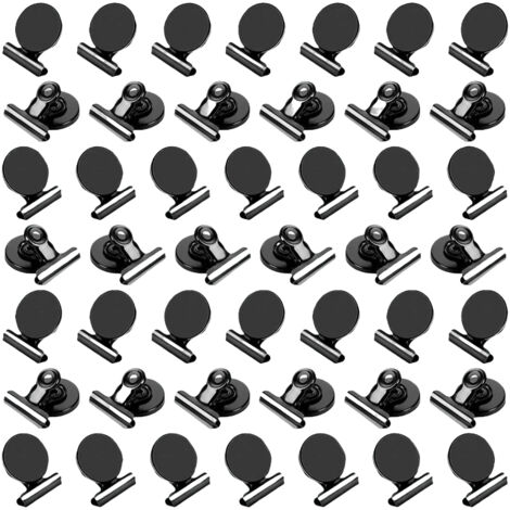 Lot de 50 pinces magnétiques noires, aimants pour réfrigérateur avec pinces pour tableau blanc et bureau, construction métallique durable