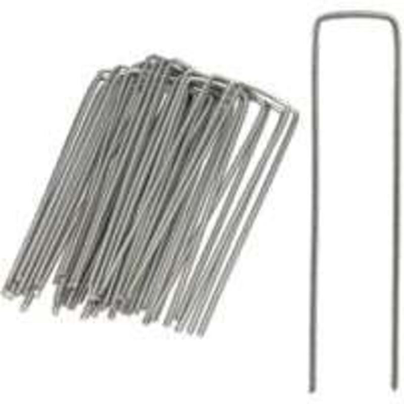 Lot de 50 piquets d'ancrage au sol en acier galvanisé - Pour toile anti-mauvaises herbes, non-tissé de jardin, clôture, jardin (50 x 15 mm - Ø 3 mm)
