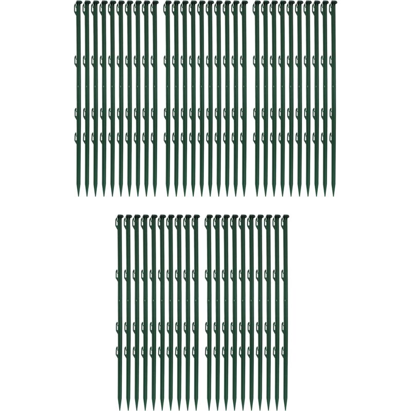 Lot de 50 piquets de clôture en osier vert en plastique, hauteur totale 72 cm (lot de 50 pièces)