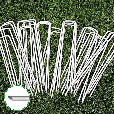 Lot de 50 Piquets de Fixation en Acier - 150 mm de Long, Ø 3 mm - pour Toiles de Paillages et de Jardinage, Grillage et Filets