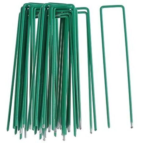 Lot de 50 piquets de fixation en acier galvanisé 150 mm – Extrémités biseautées pour pénétration facile – Pour bâche anti-mauvaises herbes - 50pcs
