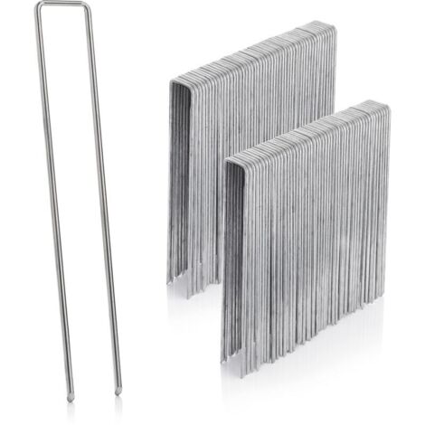 Lot de 50 piquets de fixation en acier inoxydable galvanisé, épaisseur 3 mm, largeur 4 cm, longueur 15 cm