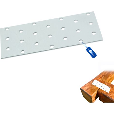 Lot de 50 Plaque d’assemblage plate galvanisée – 160 x 40 mm – Connecteur métallique perforé robuste pour fixation et renfort de structures en bois – GeZu Impex