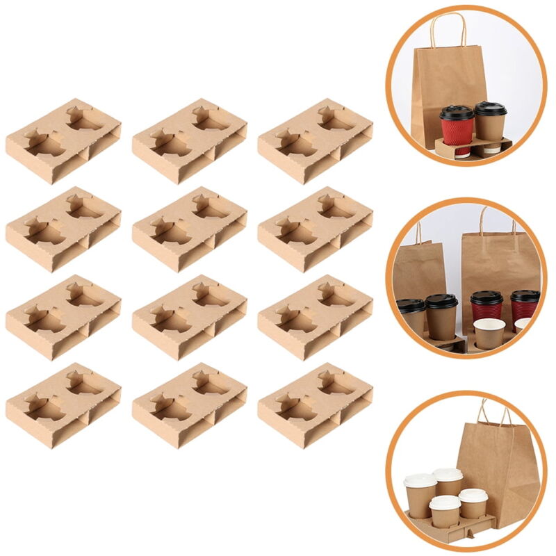 Feiyue - Lot de 50 plateaux porte-gobelets en carton ondulé pour 2 gobelets, pour emporter