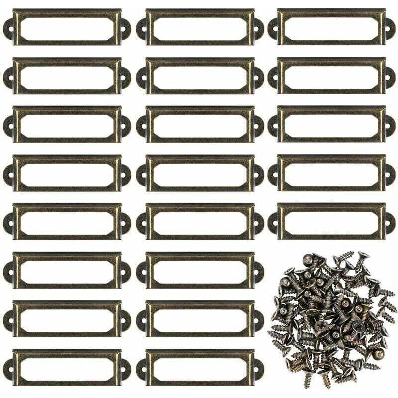 Lot de 50 porte-étiquettes en métal pour meuble, tiroir, carte, cadre de plaque signalétique pour étagère de bureau, étagère de bibliothèque (60 x 24