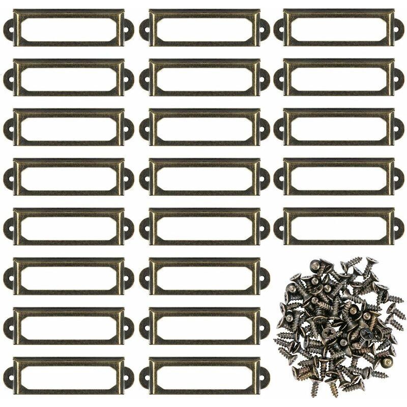 Lot de 50 porte-étiquettes en métal pour meuble, tiroir, carte, cadre de plaque signalétique pour étagère de bureau, étagère de bibliothèque (60 x 24