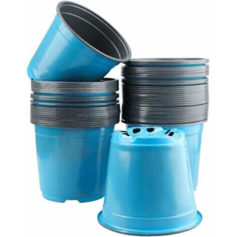 Lot de 50 Pots de Fleurs en Plastique 15 cm Bleu