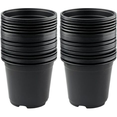Lot de 50 pots de fleurs en plastique noir 15 cm – Conception de drainage pour croissance saine – Résistants aux variations de température