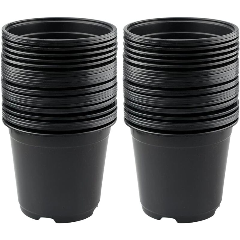 Lot de 50 Pots de Fleurs en Plastique Noir de 15 cm pour Plantes succulentes, légumes et boutures