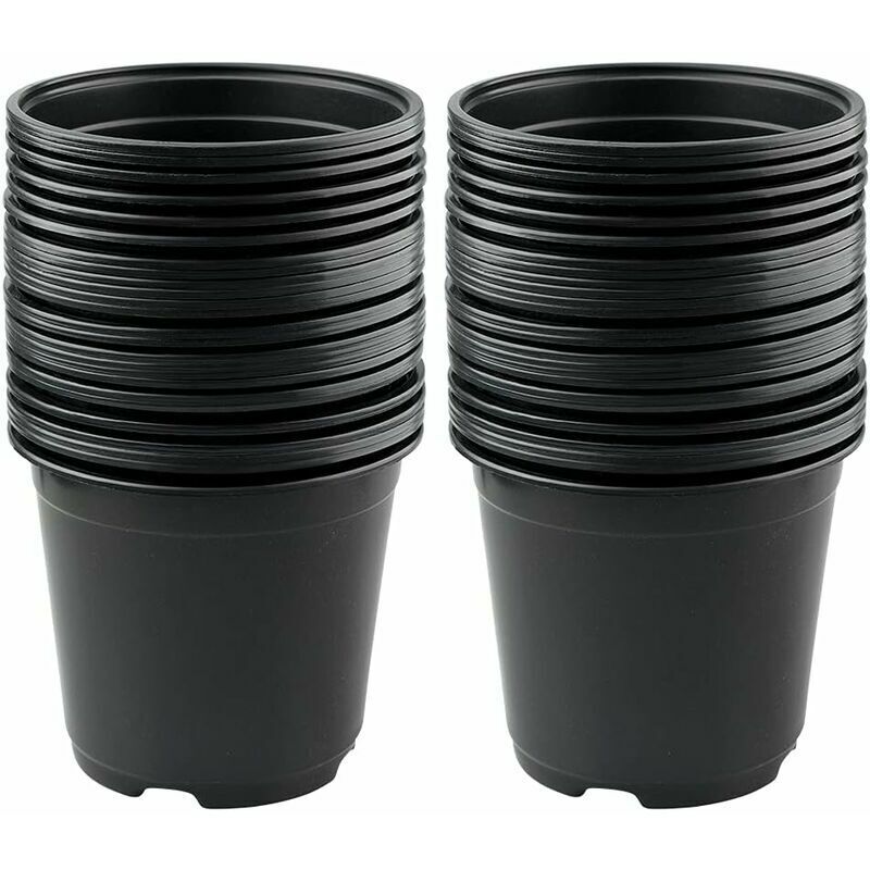 Lot de 50 Pots de Fleurs en Plastique Noir de 15 cm pour Plantes succulentes, légumes et boutures