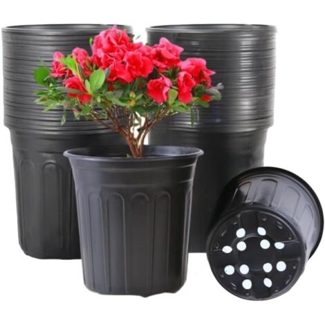Lot de 50 pots de pépinière en plastique de 1 gallon pour semis, pots en plastique pour plantes, pots pour semis pour rempotage, conteneurs de jardinage réutilisables.