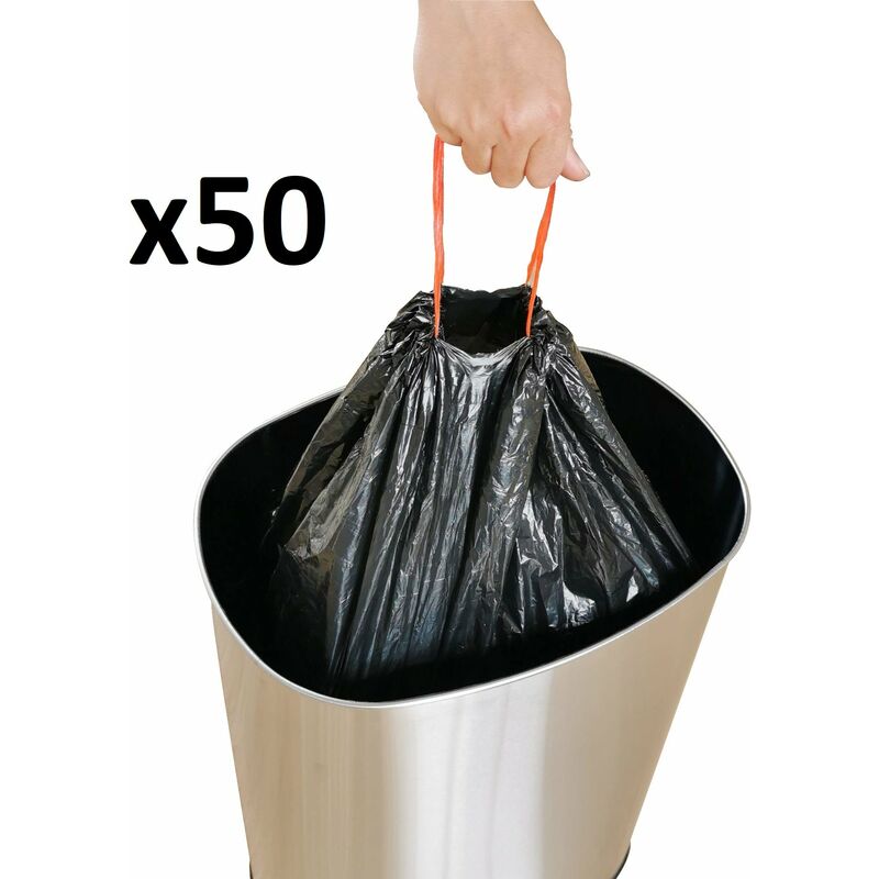 Lot de 50 sacs poubelles 60L avec lien coulissant Ultra résistants