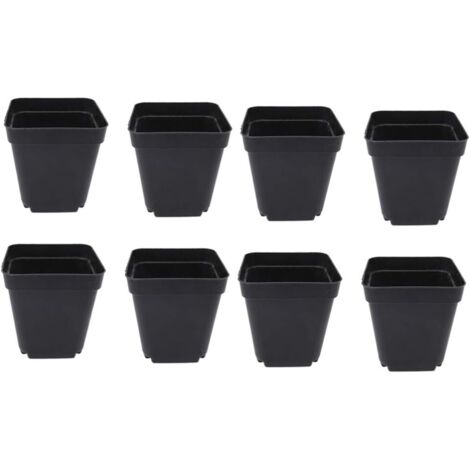 Lot de 50 seaux de semis noirs – Jardinières carrées en plastique – Petites jardinières d'intérieur et d'extérieur (noir/6,5 x 5 x 6,5 cm)