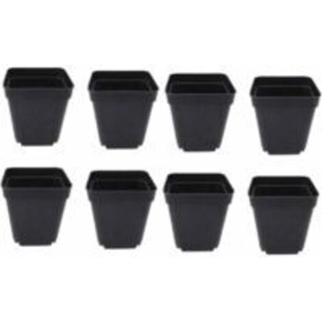 Lot de 50 seaux de semis noirs – Jardinières carrées en plastique – Petites jardinières d'intérieur et d'extérieur (noir/6,5 x 5 x 6,5 cm)