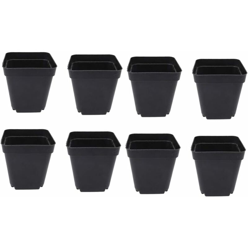 Serbia - Lot de 50 seaux de semis noirs – Jardinières carrées en plastique – Petites jardinières d'intérieur et d'extérieur (noir/6,5 x 5 x 6,5 cm)