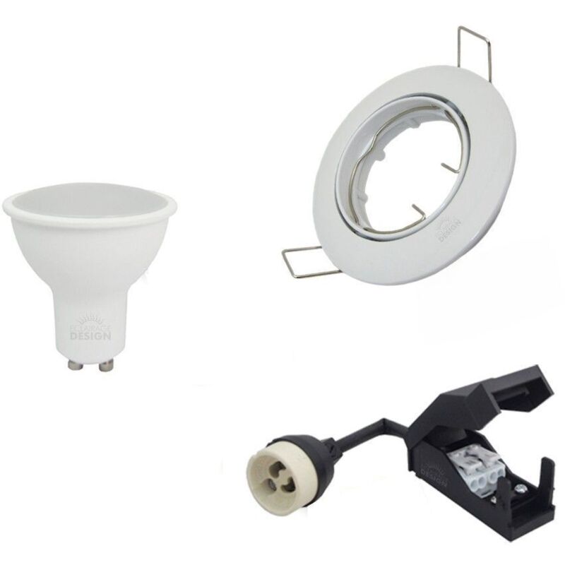 Lot de 50 Spot encastrable orientable blanc avec GU10 led de 5W eq 50W Température de Couleur: Blanc neutre 4000K