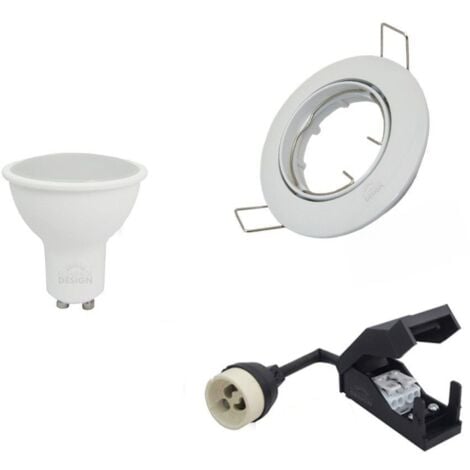 Lot de 50 Spot encastrable orientable blanc avec GU10 LED de 5W eq 50W  Température de Couleur: Blanc neutre 4000K