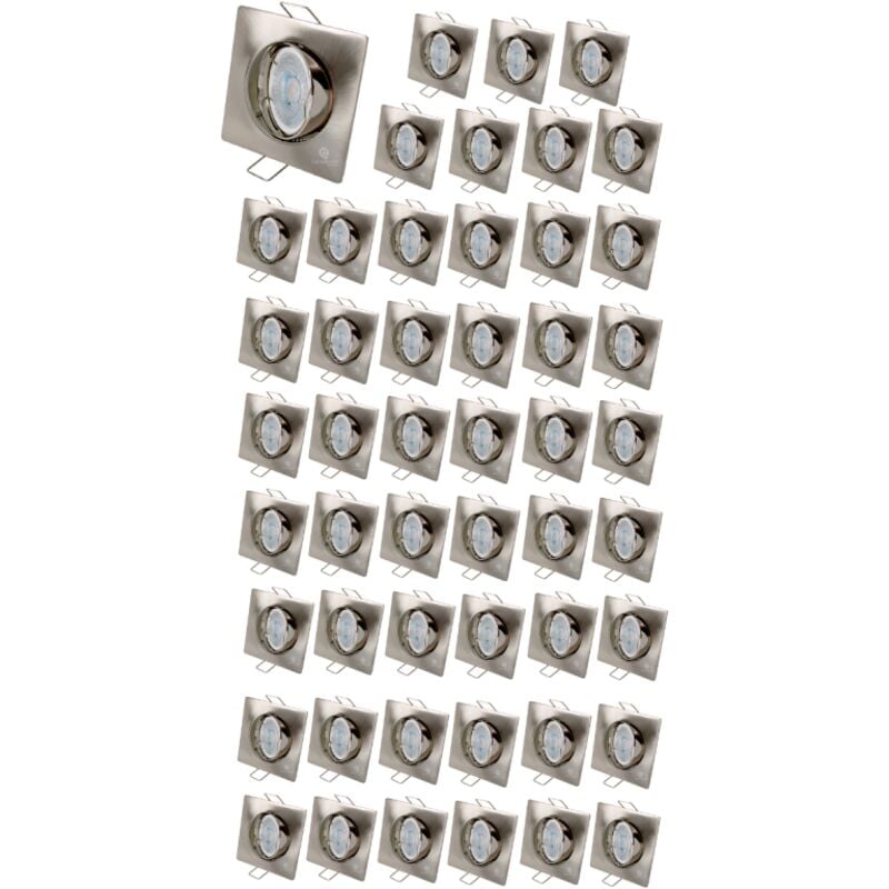 Lampesecoenergie - Lot de 50 Spot led carré 230v alu brossé 38° led blanc chaud