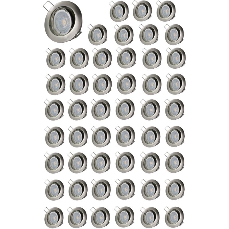 Lot de 50 Spot led orientable alu brossé 230v 7w 38° blanc chaud