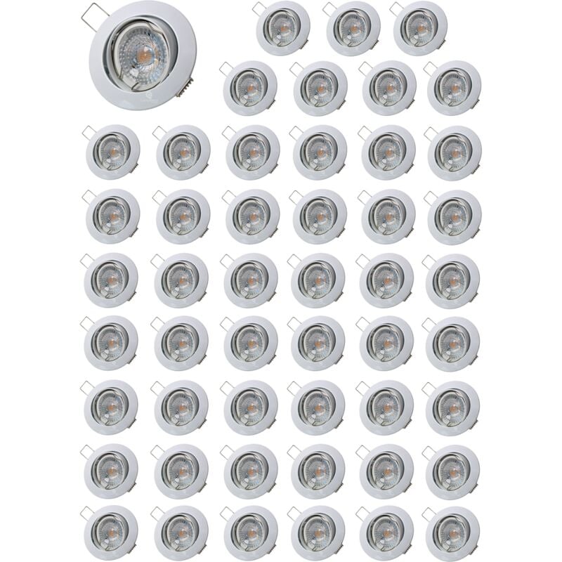 Lampesecoenergie - Lot de 50 Spot led ronde blanc orientable 38° blanc chaud