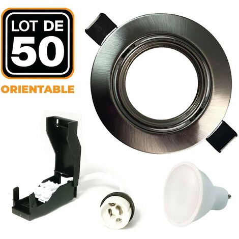 Lot de 50 Spots encastrable orientable INOX avec GU10 LED de 5W eqv. 40W