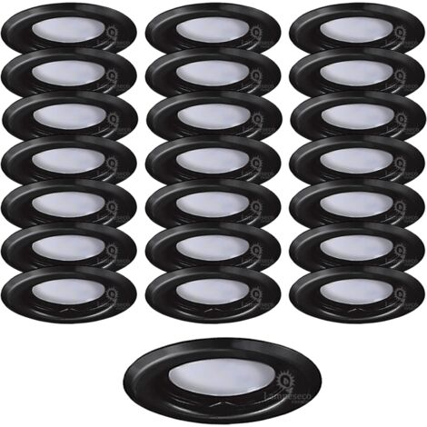 Lot de 50 Spots Encastrables Fixe Noir Mat avec GU10 LED 5W eqv. 50W Blanc Chaud 3000K