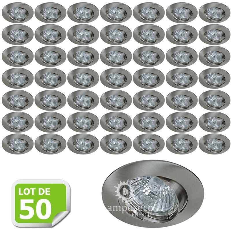 Lampesecoenergie - Lot de 50 Support Encastrable Aluminium Orientable Diametre 81mm ref.970