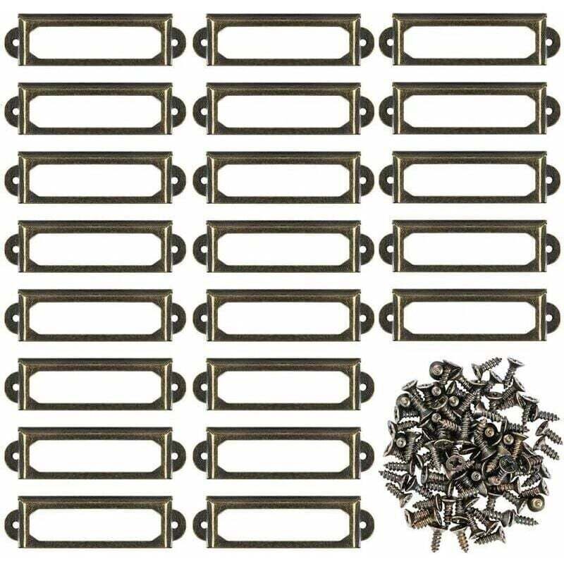 Lot de 50 supports d'tiquettes en mtal pour meubles, tiroirs, armoires, cartes, plaques nominatives, cadres avec vis pour bureau, bibliothque,