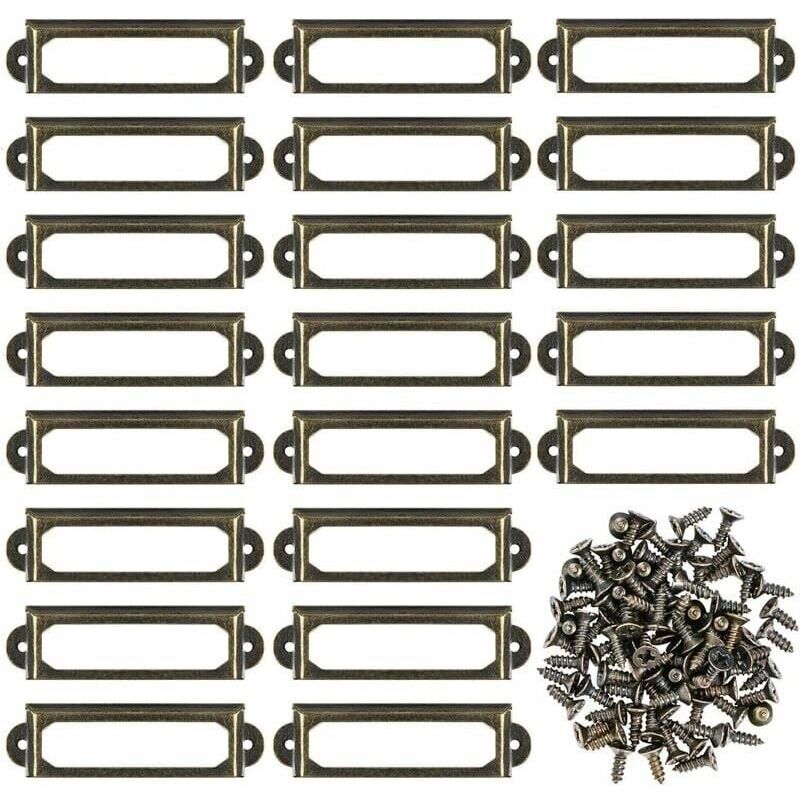 Lot de 50 supports d'tiquettes en mtal pour meubles, tiroirs, armoires, cartes, plaques nominatives, cadres avec vis pour bureau, bibliothque,