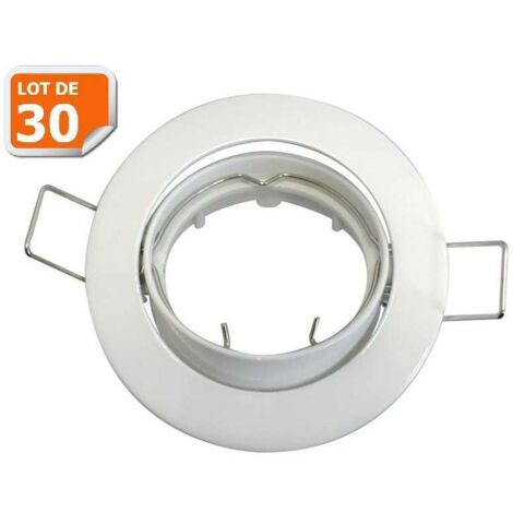 Lot de 50 supports encastrable aluminium orientable blanc Dia 81mm