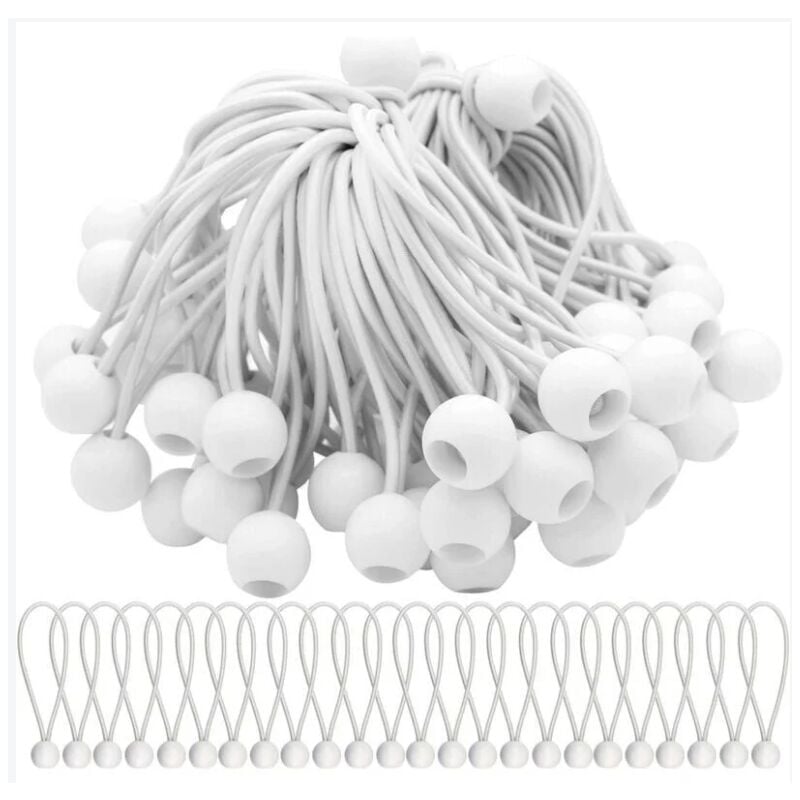 Lot de 50 Tendeur Elastique Cordons Élastiques avec Boules Sandow Elastique Boules Elastiques pour chapiteaux, tentes, bannières et bâches