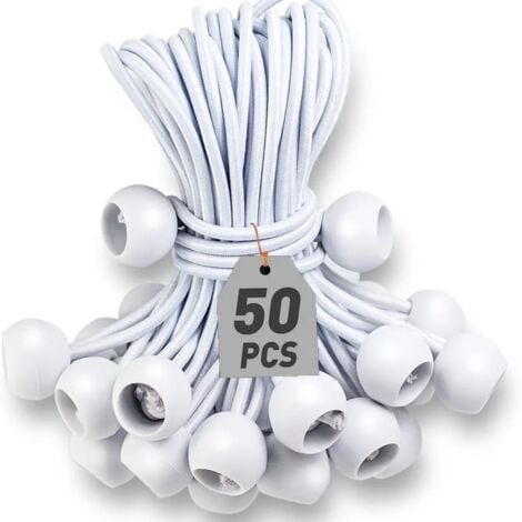 ERSANDY Lot de 50 Tendeur Elastique Cordons Élastiques avec Boules Sandow Elastique Boules Elastiques pour chapiteaux, tentes, bannières et bâches