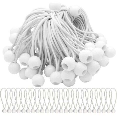 Lot de 50 Tendeur Elastique Cordons Élastiques avec Boules Sandow Elastique Boules Elastiques pour chapiteaux, tentes, bannières et bâches