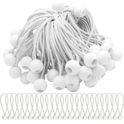Lot de 50 Tendeur Elastique Cordons Élastiques avec Boules Sandow Elastique Boules Elastiques pour chapiteaux, tentes, bannières et bâches