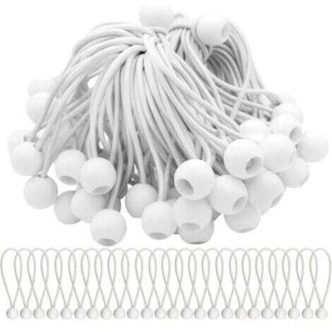 Lot de 50 Tendeur Elastique Cordons Élastiques avec Boules Sandow Elastique Boules Elastiques pour chapiteaux, tentes, bannières et bâches,