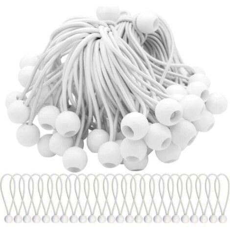 Lot de 50 Tendeur Elastique Cordons Élastiques avec Boules Sandow Elastique Boules Elastiques pour chapiteaux, tentes, bannières et bâches