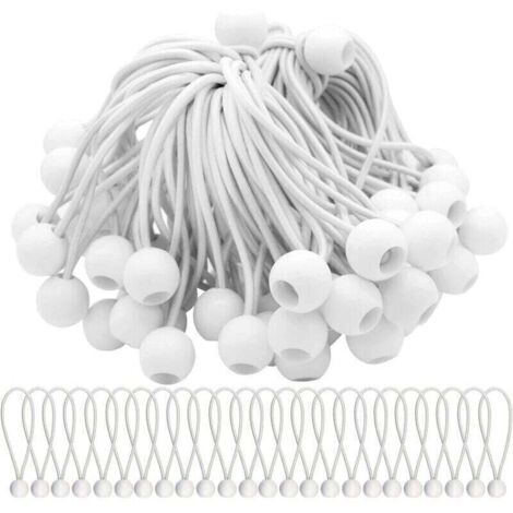 Lot de 50 Tendeur Elastique Cordons Élastiques avec Boules Sandow Elastique Boules Elastiques pour chapiteaux, tentes, bannières et bâches,