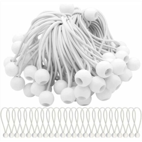 Lot de 50 Tendeur Elastique Cordons Élastiques avec Boules Sandow Elastique Boules Elastiques pour chapiteaux, tentes, bannières et bâches