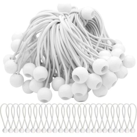 Lot de 50 Tendeur Elastique Cordons Élastiques avec Boules Sandow Elastique Boules Elastiques pour chapiteaux, tentes, bannières et bâches