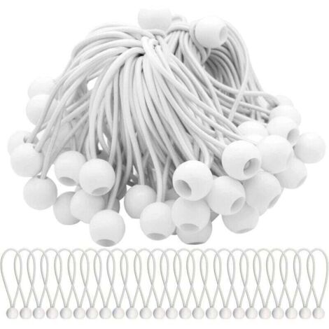 Lot de 50 Tendeur Elastique Cordons Élastiques avec Boules Sandow Elastique Boules Elastiques pour chapiteaux, tentes, bannières et bâches
