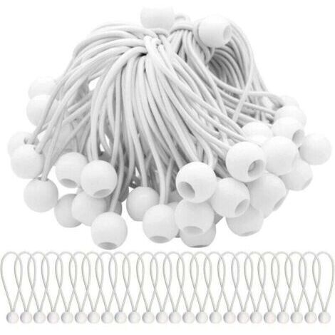 Lot de 50 Tendeur Elastique Cordons Élastiques avec Boules Sandow Elastique Boules Elastiques pour chapiteaux, tentes, bannières et bâches..