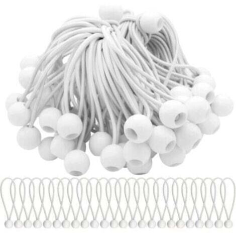 Lot de 50 Tendeur Elastique Cordons Élastiques avec Boules Sandow Elastique Boules Elastiques pour chapiteaux, tentes, bannières et bâches,